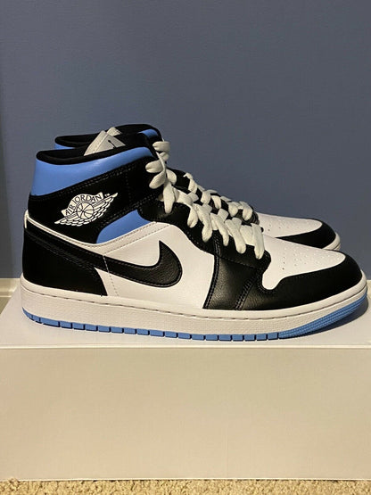 Wmns Air Jordan 1 Mid 'Black / White / University Blue'